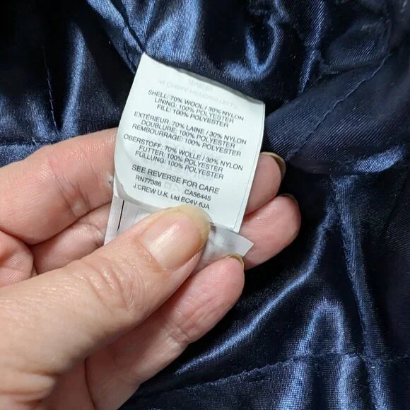 J Crew size 4 Italian Wool Navy blue Lined Coat